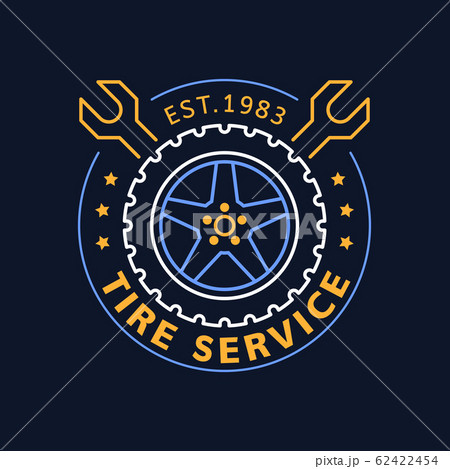 Tire and wheel service badge design, stock vector Tire and wheel service badge design, stock vector 62422454