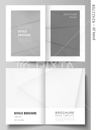 Vector layout of two A4 cover mockups design templates for bifold brochure, flyer, cover design, book design, brochure cover. Halftone effect decoration with dots. Dotted pop art pattern decoration. 62422708