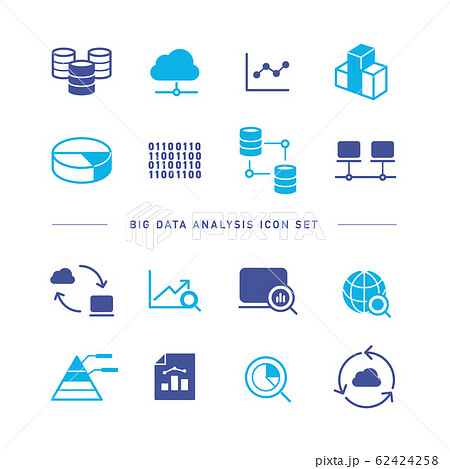 Big Data Analysis Icon Setのイラスト素材