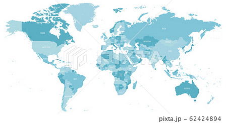 Map of World in shades of blue. High detail - Stock
