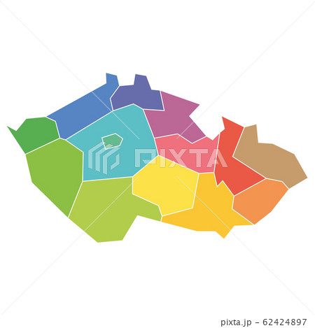 Regions of the Czech Republic. Map of regional country administrative divisions. Colorful vector illustration Regions of the Czech Republic. Map of regional country administrative divisions. Colorful vector illustration 62424897