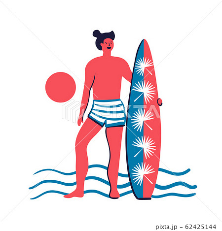 man stands with a surf on a white background 62425144