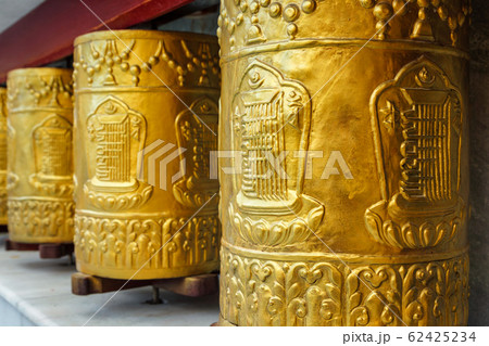 Prayer wheels in Tabo Monastery Prayer wheels in Tabo Monastery 62425234