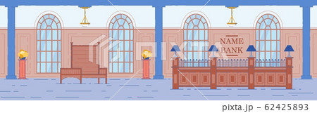 Old Fashioned Bank Building Interior with Counter. 62425893