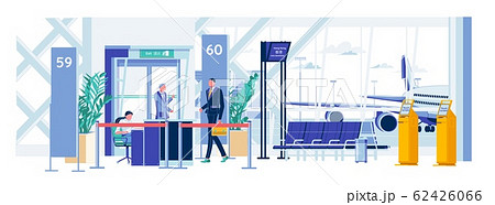 Passenger on Security Post at Entrance to Airport. Passenger on Security Post at Entrance to Airport. 62426066