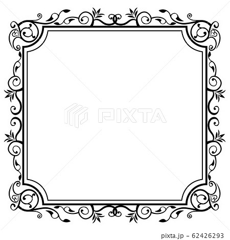 バロック調のオーナメント 飾り罫 飾り囲み 背景 ベクターデーター 正方形のイラスト素材