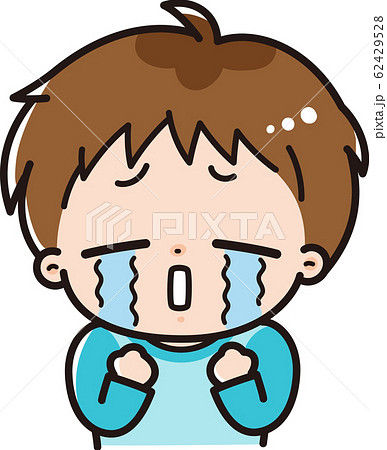 しくしく泣く男の子のイラスト素材