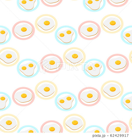 目玉焼きのシームレスパターン お皿4のイラスト素材