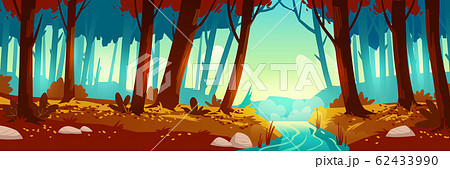 Vector autumn landscape with forest and river 62433990