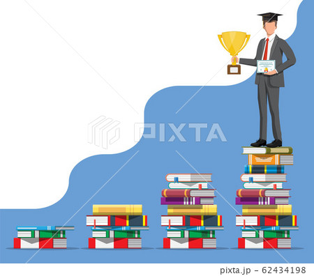Businessman on stack of books. Businessman on stack of books. 62434198