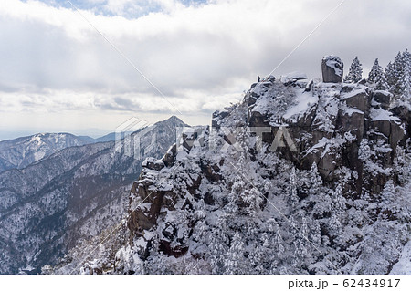 三重県　冬の御在所ロープウエイからの眺め　登山者 62434917