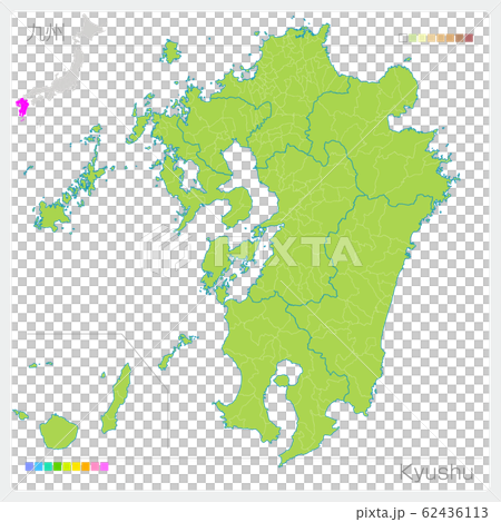 九州地方の地図・Kyushu（グリーン） 62436113