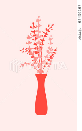 Red twigs with leaves in vase vector flat illustration. Happy spring Day, Woman day, discount design template. Red twigs with leaves in vase vector flat illustration. Happy spring Day, Woman day, discount design template. 62436167