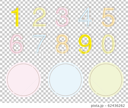 繊細な輪郭入りフレームと数字セット 繊細な輪郭入りフレームと数字セット 62436262
