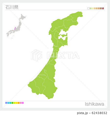 石川県の地図・Ishikawa（市町村・区分け）