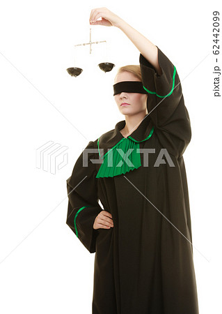 woman barrister holding scales. woman barrister holding scales. 62442099