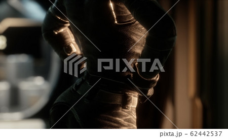 Steampunk woman in futuristic space ship 62442537