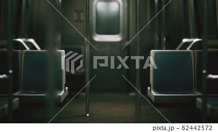 Inside of the old non-modernized subway car in USA 62442572