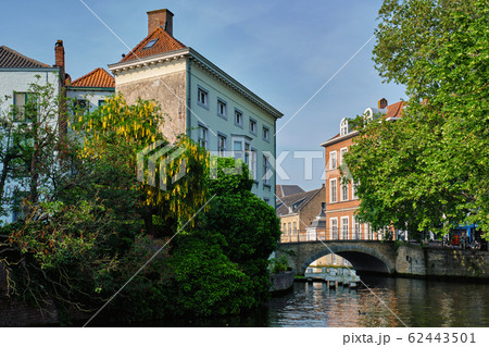 Brugge canal and old houses. Bruges, Belgium 62443501