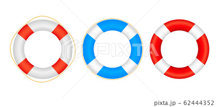 Realistic Style, set lifebuoy Isolated on White Background. Vector stock illustration. 62444352