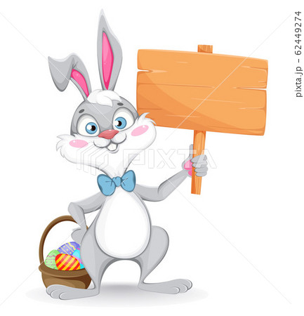 Happy Easter greeting card. Cartoon rabbit Happy Easter greeting card. Cartoon rabbit 62449274