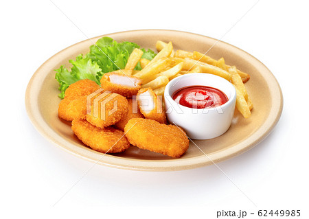 chicken nuggets with french fries 62449985