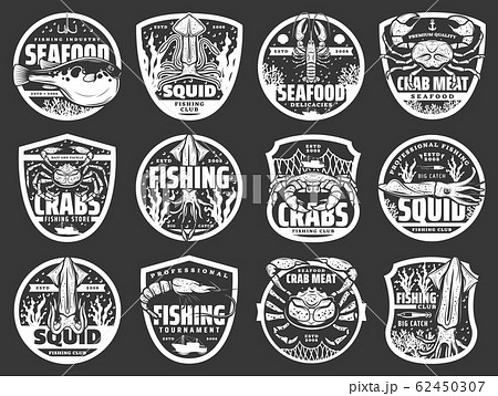Fishing boats, fish and seafood, nets and hooks Fishing boats, fish and seafood, nets and hooks 62450307
