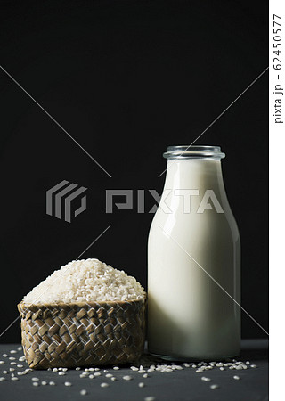 rice and bottle of rice milk 62450577
