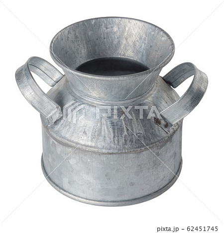 Empty rustic zinc-plated metal vessel 62451745