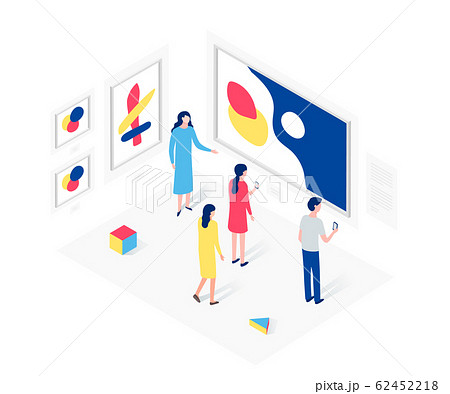 People in art gallery isometric concept 62452218