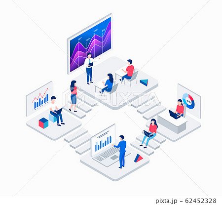 Data analysis, charts and graphs isometric concept 62452328