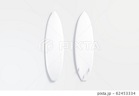 Blank white wood surfboard mockup, front and back, gray background 62453334