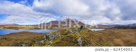Aerial view of Mount Errigal, the highest mountain in Donegal - Ireland 62454003