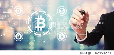 Bitcoin theme with businessman Bitcoin theme with businessman 62454274