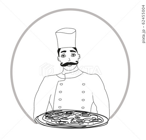 chef with pizza - icon, hand-drawing illustration chef with pizza - icon, hand-drawing illustration 62455004