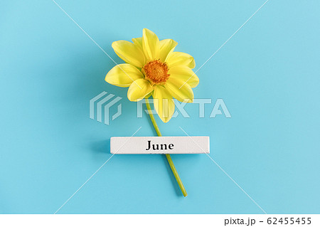 Wooden calendar summer month of June and yellow Wooden calendar summer month of June and yellow 62455455