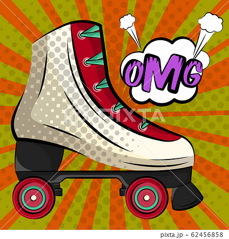 Retro roller skate on a comic background Retro roller skate on a comic background 62456858