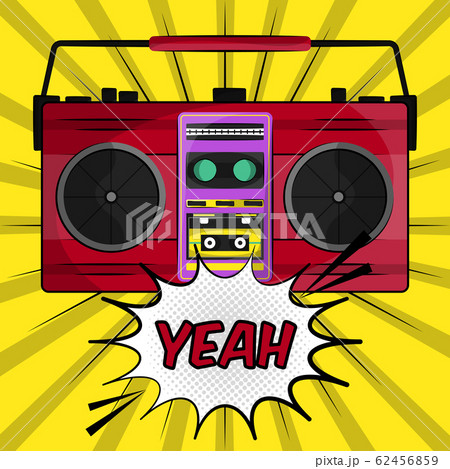 Vintage radio with a comic bubble 62456859