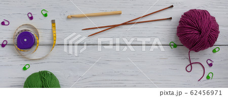 Background with knitting and crocheting tools and Background with knitting and crocheting tools and 62456971