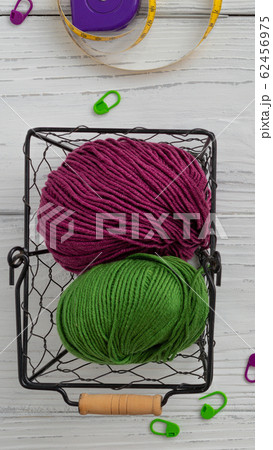 Background with knitting tools and accesories for 62456975