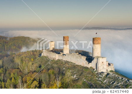 Checiny Castle near kielce,Aerial drone Poland. 62457440