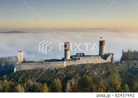 Checiny Castle near kielce,Aerial drone Poland. 62457442