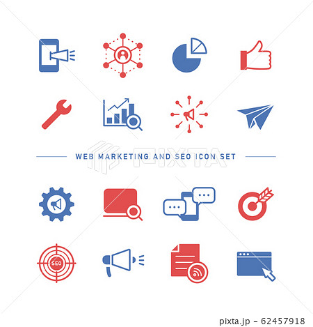 WEB MARKETING AND SEO ICON SET 62457918