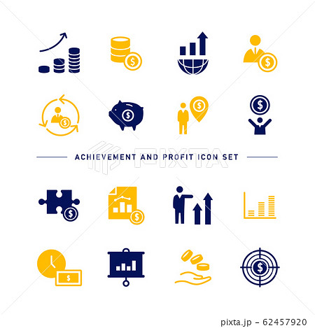 ACHIEVEMENT AND PROFIT ICON SET 62457920