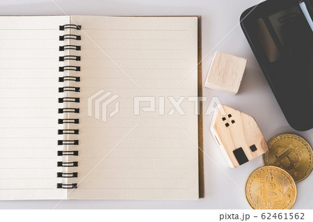 Top view of blank white copyspace with calculator, 62461562