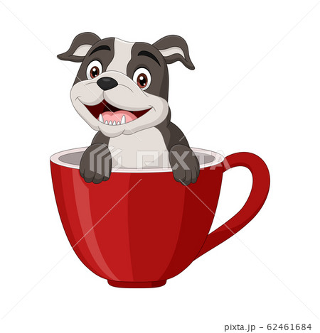 Happy cartoon dog sitting in a red cup 62461684