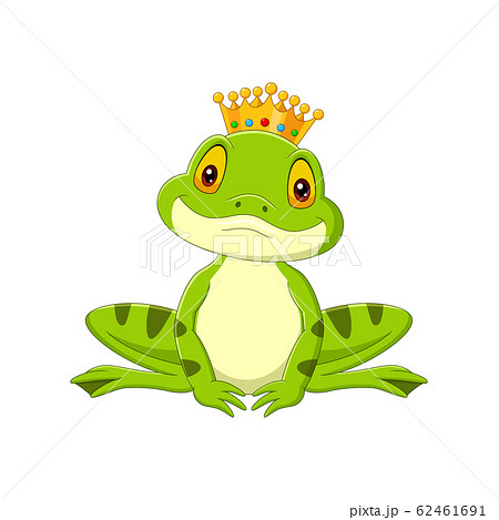 Cartoon happy king frog on white background 62461691
