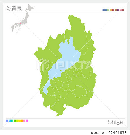 滋賀県の地図 Shiga 市町村 区分け のイラスト素材