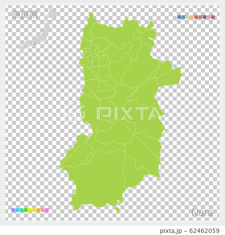 奈良県の地図 Nara 市町村 区分け のイラスト素材