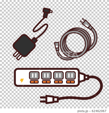 家電 電源タップ Acアダプター 延長コードのイラスト素材